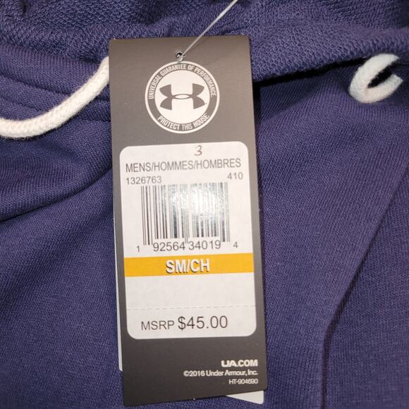 Under Armour Hoodie Blue Warm Up Pullover Terrycloth Training Gym Size Small - Picture 8 of 13